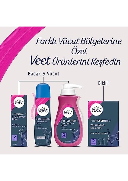 Veet Professional Tüm Cilt Tipleri Için Tüy Dökücü Krem, 600ML Süper Fırsat Paketi (3 x 200 Ml)