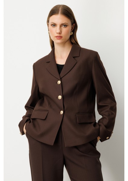 Kadın Büyük Beden Kapak Cepli Ceket 5549 Kahverengi fiyatları
