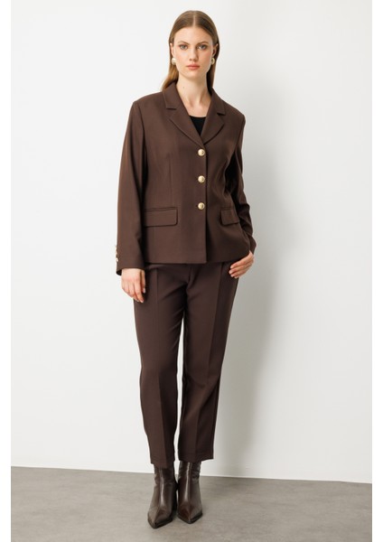 Kadın Büyük Beden Kapak Cepli Ceket 5549 Kahverengi modelleri