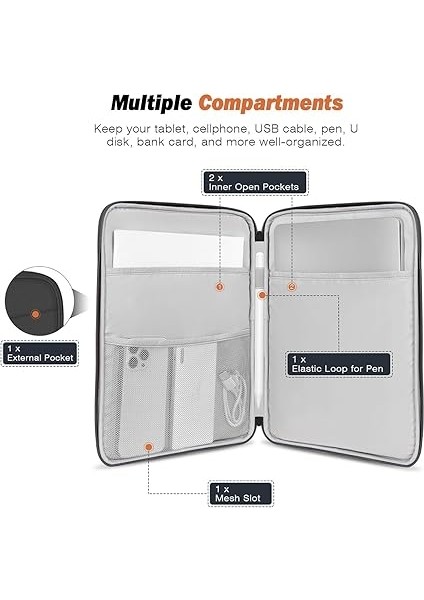 12.9 Inch Tablet Sleeve Bag, Compatible With 13 Inch New iPad Pro M4 & Air M2 2024, iPad Pro 12.9 Inch M2&m1, Galaxy Tab S8+/s9+ 12.4", Waterproof Bag Carrying Case With Pocket, Dark Gray modelleri