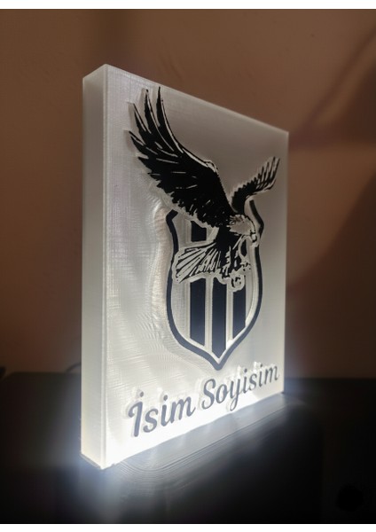 Kişiye Özel Isimli Siyah Beyaz Kartal Dekoratif LED Lamba Kablolu Adaptörlü fırsatları