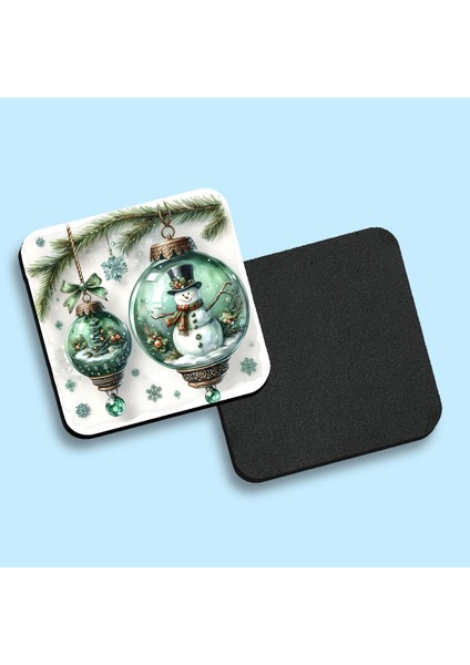 Yılbaşı Temalı 6'lı Bardak Altlığı Seti - Eva Sünger Taban