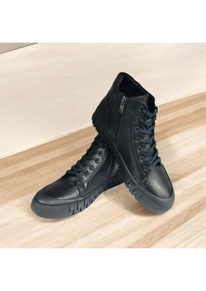 C-112 Erkek Hakiki Deri Rahat Kaymaz Taban Fermuarlı Kışlık Bot