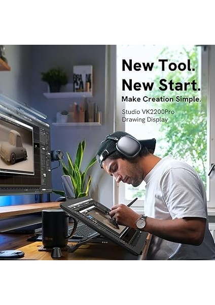 VK2200PRO 21.5" IPS Fullhd Tam Lamine Ekran, 8 Kısayol,2 Scroll Tuşlu Sağ/sol El Grafik Tablet fırsatları