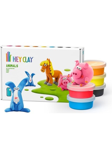 Clay Domuzcuk, At, Tavşan - Eğlenceli Interaktif Talimatlar Uygulaması ile Havada Kuru Kil Kiti 6 Kutu ve Şekillendirme Araçları