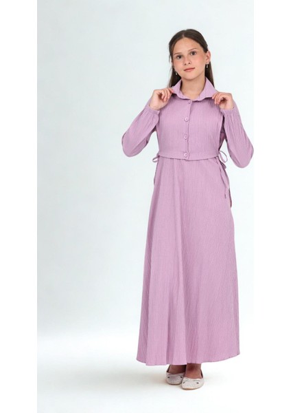 Aluna Ikili Bürümcük Pamuk Tam Boy Elbise Pembe