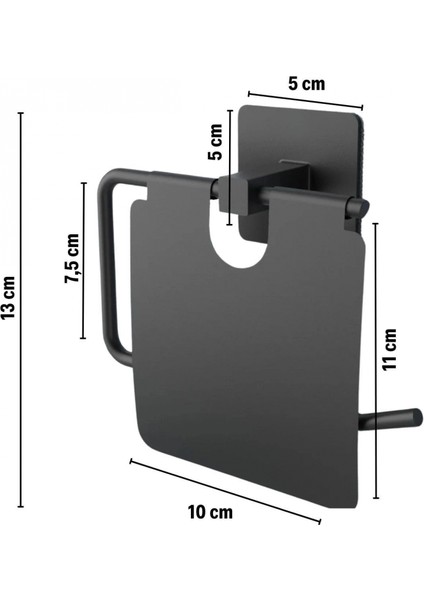 Kendiliğinden Yapışkanlı Siyah Paslanmaz Metal Kapaklı Tuvalet Kağıtlığı Aparatı modelleri