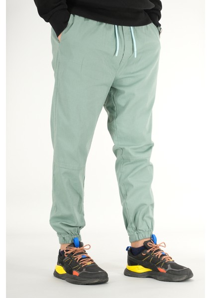 Erkek Mint Jogger Pantolon Rahat Kesim Pamuklu Lastikli Paça Ipli fiyatları