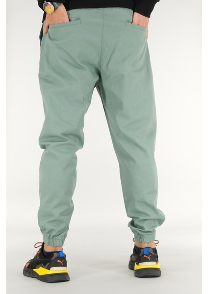 Erkek Mint Jogger Pantolon Rahat Kesim Pamuklu Lastikli Paça Ipli indirimleri