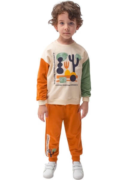 Erkek Çocuk Erkek Bebek Kaktüs Desenli 2-5 Yaş Uzun Kollu 2'li Erkek Alt Üst Takım fiyatları