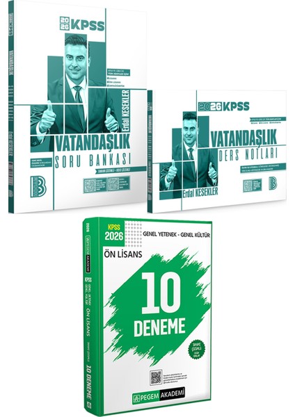 2026 Kpss Vatandaşlık Tamamı Çözümlü Soru Bankası ve Ders Notları - 2026 Kpss Ön Lisans Çözümlü 10 Deneme