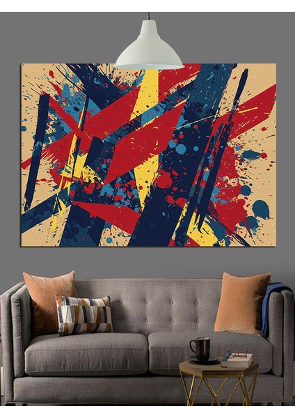 Soyut Dikey Fırça Darbeleri Dekoratif Kanvas - Mdf Ahşap Tablo fiyatları