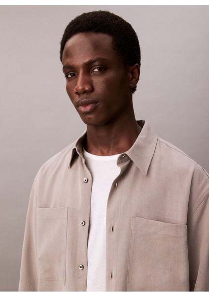 Normal Gömlek Yaka Gri Erkek Gömlek LV04LC109GPFP_LS Drapey Relaxed Shı fiyatları