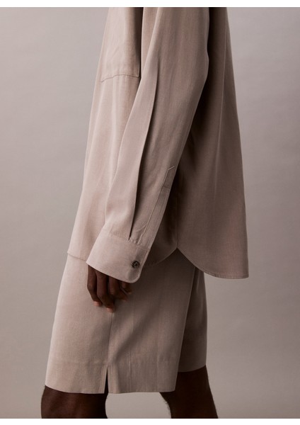 Normal Gömlek Yaka Gri Erkek Gömlek LV04LC109GPFP_LS Drapey Relaxed Shı modelleri