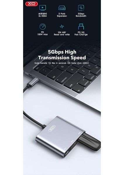 Simple Is Beauty Usb-C Dock Istasyonu, HUB011, 4K 30Hz Hdmı, USB 3.0, 100W Pd Şarj Desteği, Kompakt Tasarım, 5 Gbps Veri Aktarma, Siyah modelleri