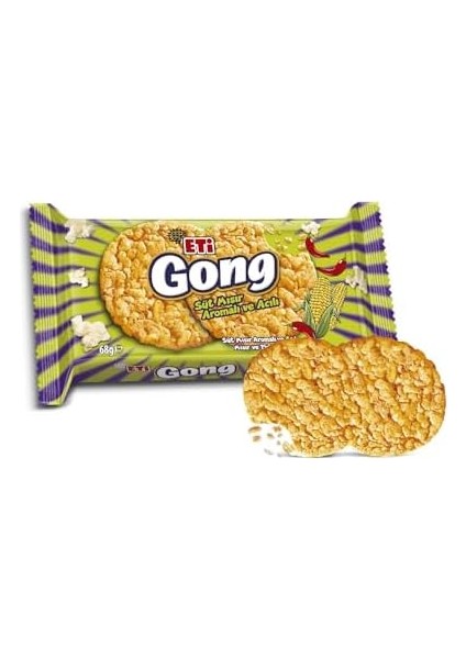 Eti Gong Süt Mısır Aromalı ve Acılı Pirinç Patlağı 68 G x 16 Adet
