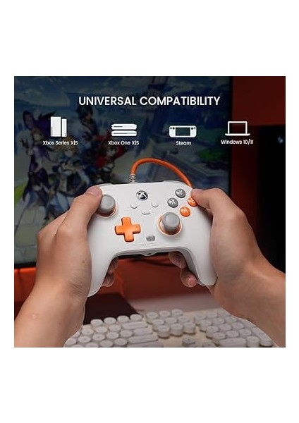 Xbox Series X|s, Xbox One ve Windows 10/11 Için T7 Kablolu Oyun Kumandası, Tak ve Çalıştır Oyun Oyun Oyun Pedi, Hall Efektli Joysticks/hall Trigger, 3,5 mm Ses Jakı - Beyaz fırsatları