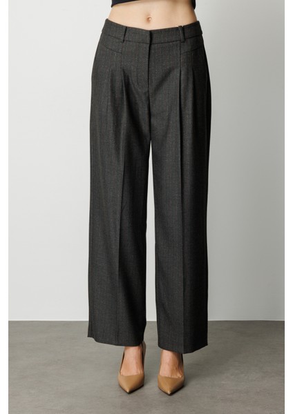 Kadın Çizgi Desenli Wide Leg Pantolon 5111 Siyah fiyatları