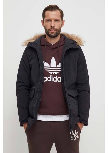 Paveric Fur Parka Opsiyonel Kürklü Kapüşonlu Regular Fit Uzun Erkek Mont Siyah fırsatları