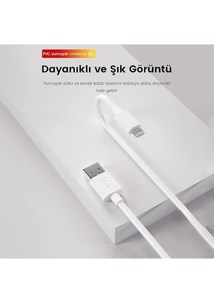 SL010 USB To Lightning iPhone 2.4A Hızlı Şarj ve Data Kablosu Beyaz 1 Metre fırsatları