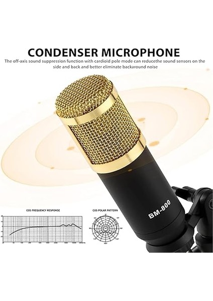 Podcast Mikrofon Paketi, F998 Canlı Ses Kartı Kiti ile BM-800 Kondansatör Mikrofon, Pc Telefon Stüdyo Kaydı ve Yayıncılığı Için Ses Değiştirici ve Mikser F998+SIYAH Mikrofon+Tripod fırsatları