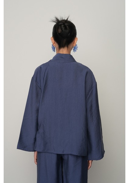 Kadın Gül Detaylı Yandan Bağlamalı Düz Renk Kimono-Ceket indirimleri