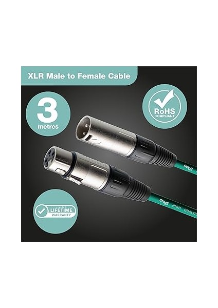 Smc3 Cgr 3 M Xlr - Xlr Mikrofon Kablosu, Yeşil fiyatları