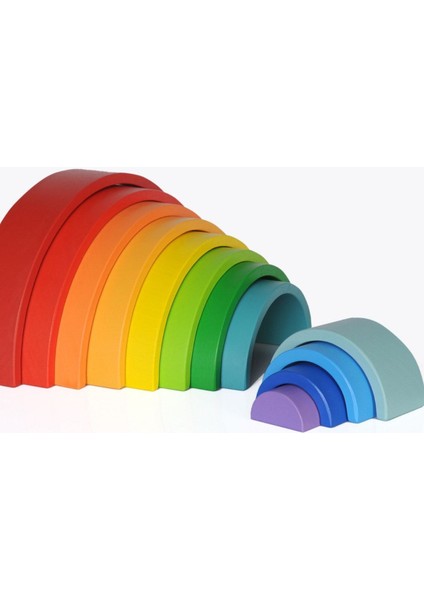 Waldorf Gökuşağı 12 Li Eğitsel Ahşap Oyuncak Ekolojik Oyuncak Büyük Boy