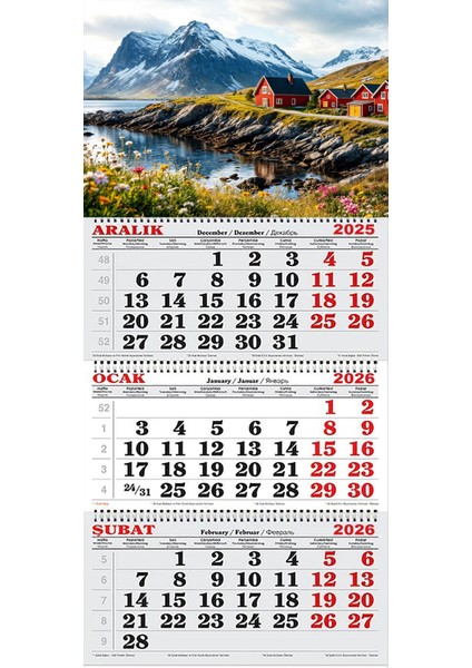 2026 Yılı Gemici Takvimi- Lofoten Iskandinav Evleri