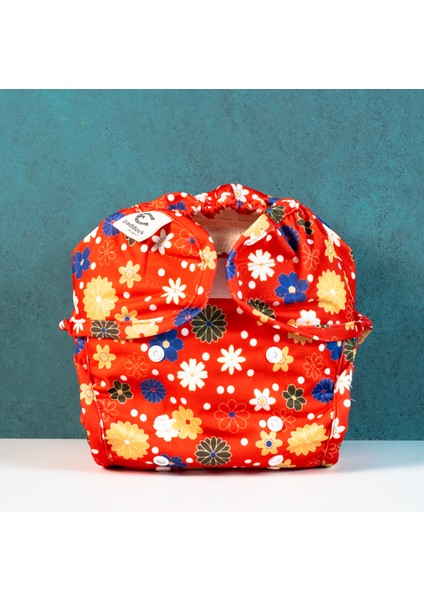 Tabii'm Yıkanabilir Bebek Bezi Dış Bez - Tek Beden Sızdırmaz Cover Kırmızı Çiçekli