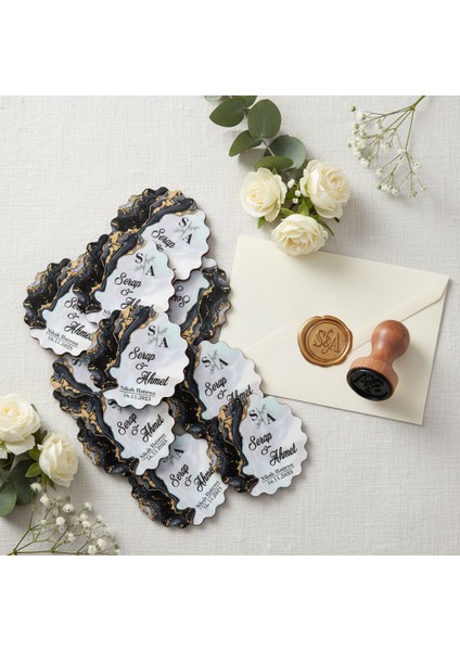 50 Adet Epoksi-Mermer Görünümlü Kişiye Özel Ahşap Magnet – Nikah & Düğün Hediyeliği fiyatları