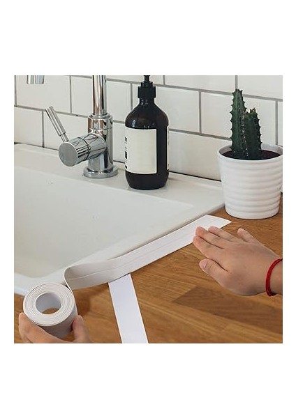 Yapışkanlı Sızdırmazlık Bandı – Beyaz Pvc, Su Geçirmez, 3,8 cm x 3,2 M, Mutfak, Banyo, Küvet, Lavabo, Zemin ve Duvar Kenarı Için indirimleri