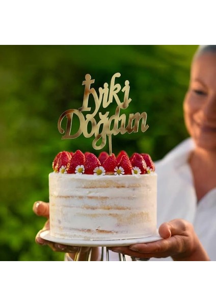 Için Iyiki Doğdun Yazısı Doğum Günü Yaş Günü Yıl Dönümü Pasta Dekorasyonu, Kişiselleştirilmiş Pasta Süsü (Gold Renk)