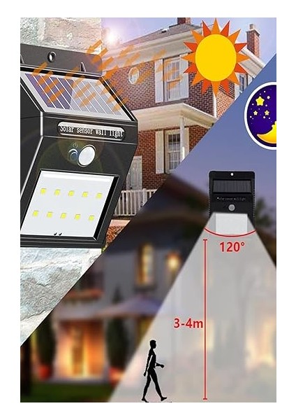 Pır Hareket Sensörlü 20 LED Solar Güneş Enerjili Su Geçirmez Duvar Lambası fiyatları