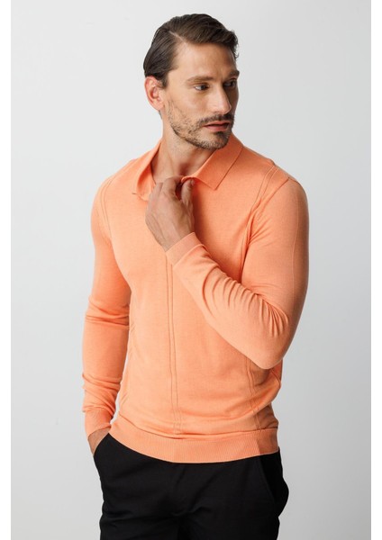 Yavruağzı Standart Fit Polo Yaka Düz Uzun Kollu Triko fiyatları