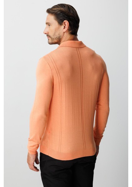 Yavruağzı Standart Fit Polo Yaka Düz Uzun Kollu Triko modelleri