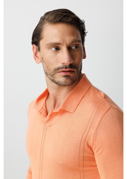 Yavruağzı Standart Fit Polo Yaka Düz Uzun Kollu Triko fırsatları