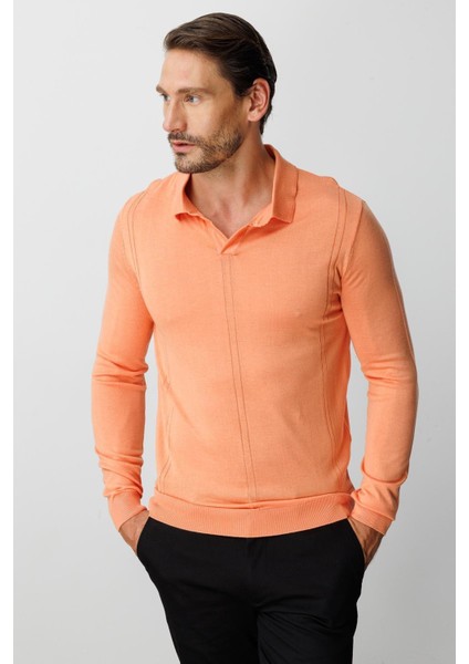 Yavruağzı Standart Fit Polo Yaka Düz Uzun Kollu Triko indirimleri