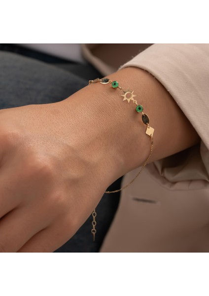 Nazar Boncuklu 14 Ayar Altın Bileklik