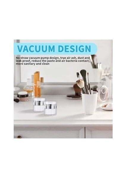 Yenigeldi 50 ml (Büyük Boy) Havasız Pompa Vakumlu Şişe Kapaklı Yeniden Doldurulabilir Krem Kavanozu,şeffaf Beyaz