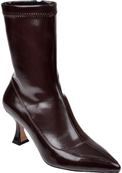 Streç Ince Topuklu Kadın Bot PL-396 Kahve