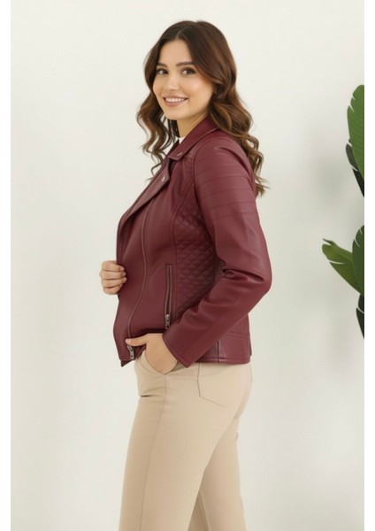 Polar Astarlı Yeni Sezon Kadın Deri Mont KS2565 Bordo - 38 fiyatları