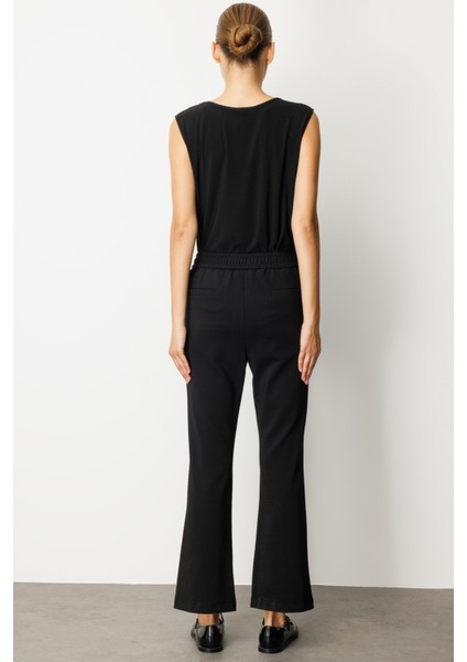 Kadın Paçası Taş Detaylı Metal Aksesuarlı Pantolon 1903 Siyah fırsatları