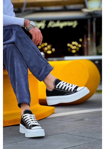 Kb-Cx-3 Kuback Kısa Siyah Keten Beyaz Yüksek Taban Spor Ayakkabı fırsatları