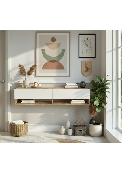 Lia Dresuar Duvara Monte Antre Hol 140CM Çam- Beyaz