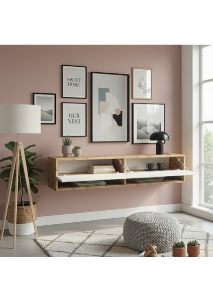 Lia Dresuar Duvara Monte Antre Hol 140CM Çam- Beyaz modelleri