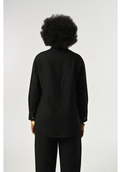 Kadın %100 Keten Önü Bağlama Detaylı Gömlek indirimleri