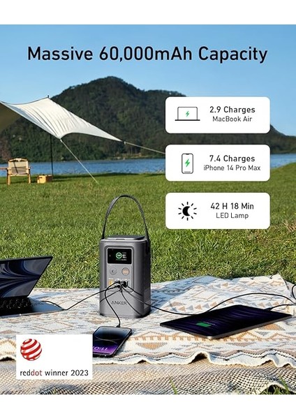 Güç Bankası Güç Istasyonu 60.000MAH, Akıllı Dijital Ekranlı Taşınabilir Dış Mekan Jeneratörü 87W, Geri Çekilebilir Otomatik Aydınlatma ve Sos Modu, Seyahat, Kamp Için Ev Yedekleme (Powercore fiyatları