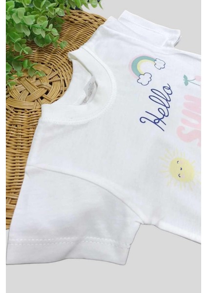 Kız Bebek Güneş Desenli 2'li Alt Üst Müslin Şortlu Takım Yazlık Ince %100 Pamuk fırsatları