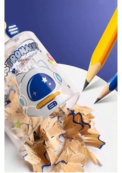 Uzay Astronot ve Uzay Mekiği Roket 2 Li Kalem Traş 2 Adet Hazneli Kalemtraş Kalem Açaçağı Fiğürlü Jumbo ve Standart Uç modelleri